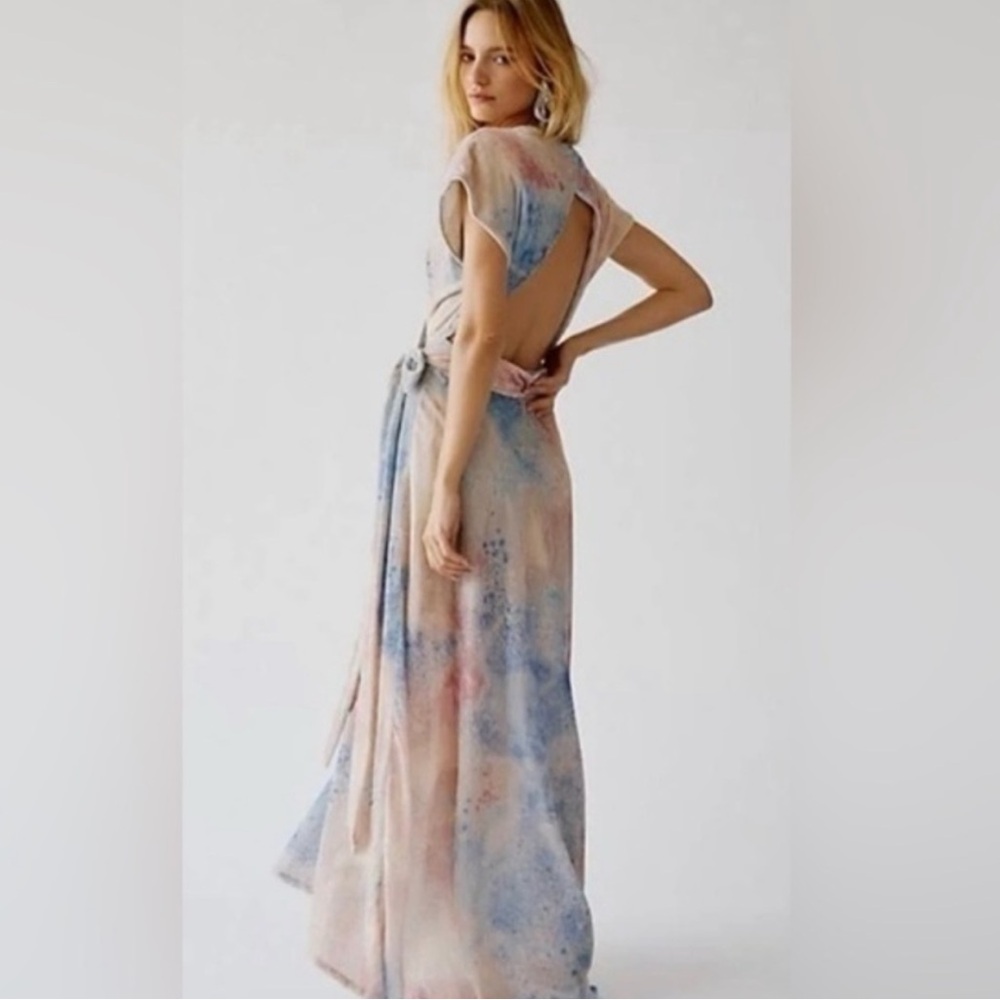 Free People Desert Flower Velvet Wrap Dress